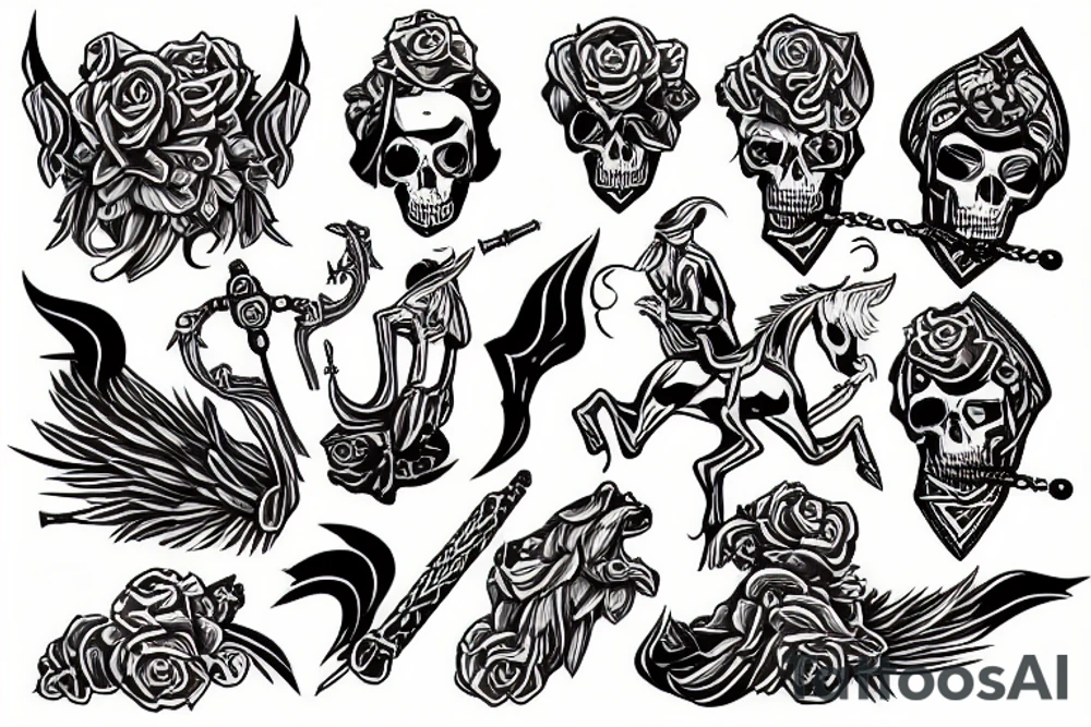 Death with a  scepter on a white horse tattoo idea