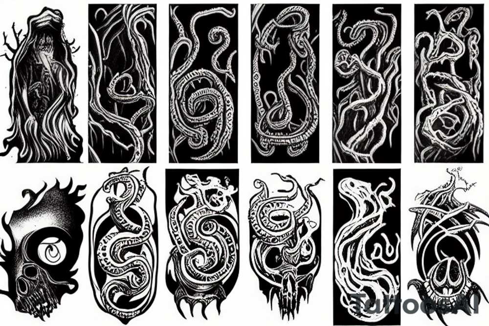 lovecraftian horror scape tattoo idea