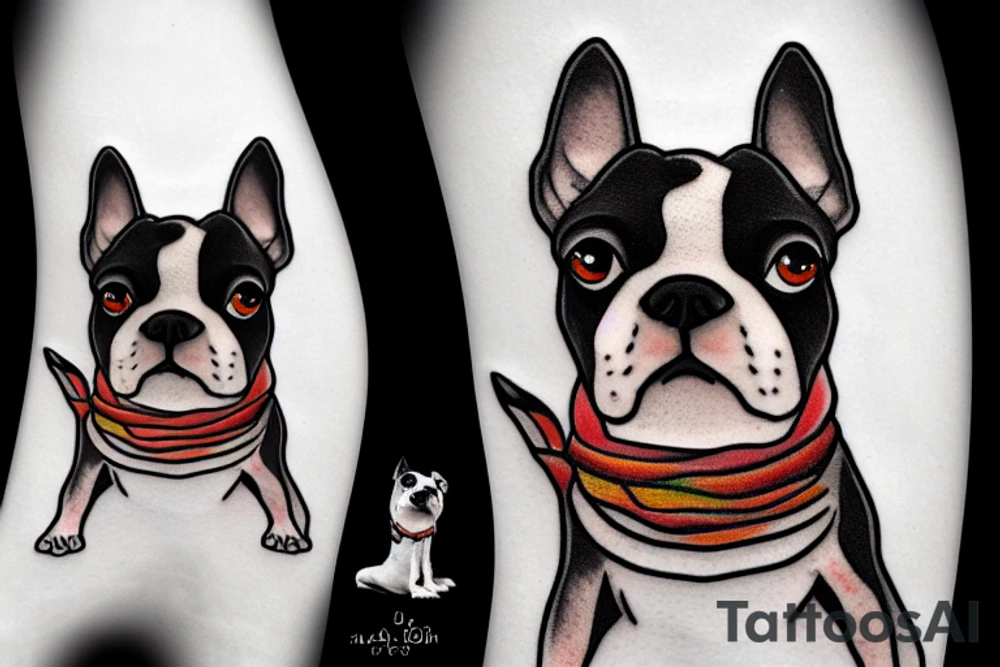 boston terrier on saturn tattoo idea