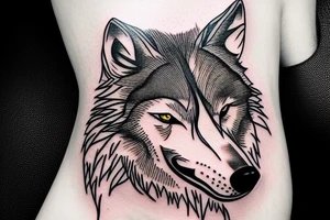 A wolf where only the head is seen tattoo idea