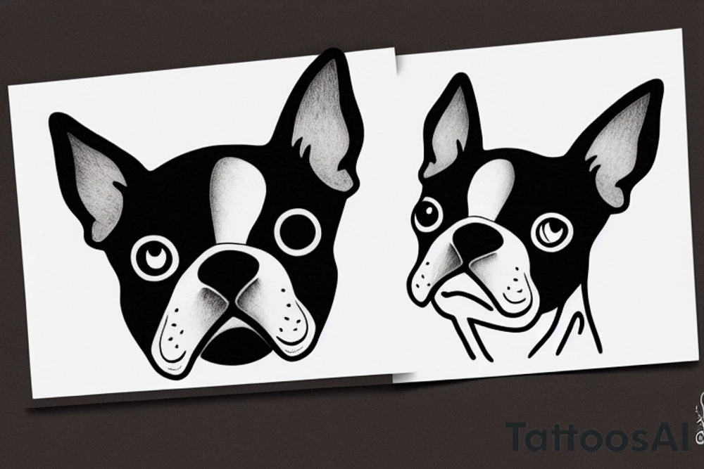 boston terrier on Saturn planet tattoo idea