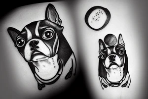boston terrier on Saturn planet tattoo idea