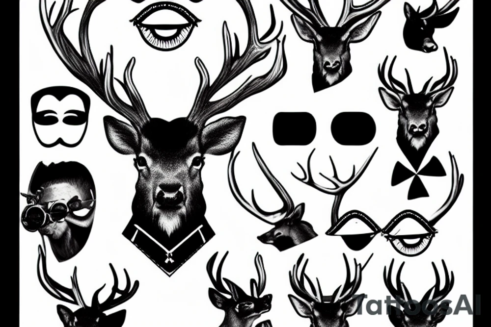 A stag wearing an eye patch tattoo idea