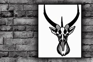 gemsbok skull with fynbos background tattoo idea