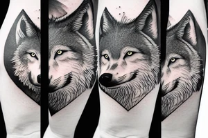 A wolf inverted in front of trees tattoo idea