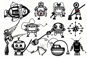 a robot fishing tattoo idea