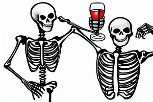 two skeleton having a toast tattoo idea
