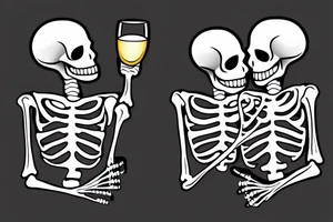 two skeleton having a toast tattoo idea