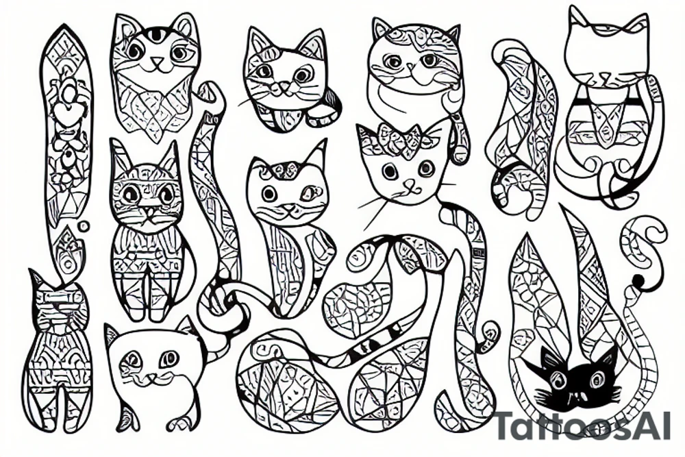One line cat outline, sitting tattoo idea