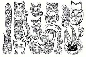One line cat outline, sitting tattoo idea