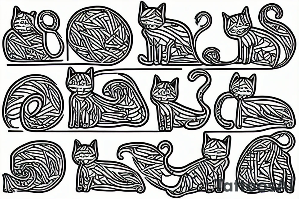 One line cat outline, sitting tattoo idea