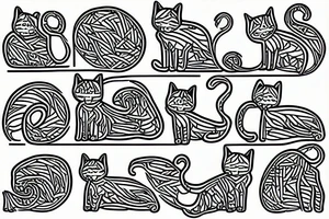 One line cat outline, sitting tattoo idea