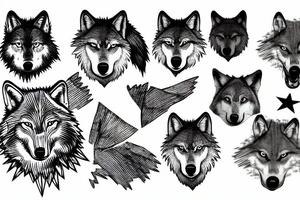 A wolf inverted in front of trees tattoo idea