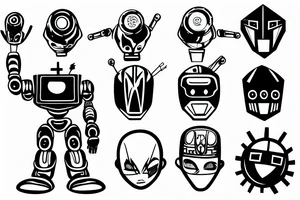 a robot fighting crime tattoo idea
