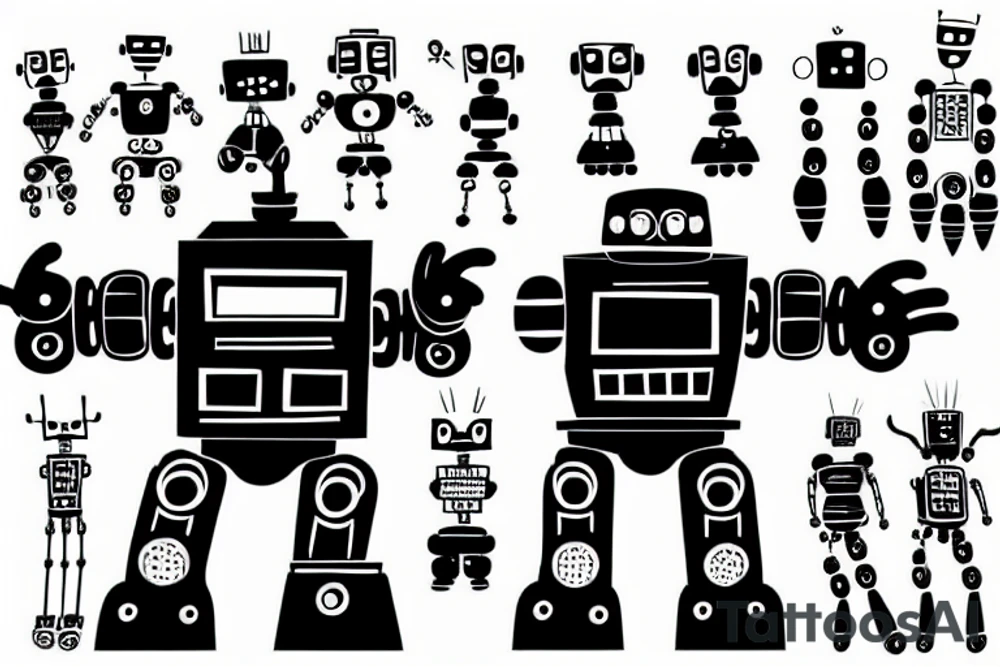 a robot fighting crime tattoo idea