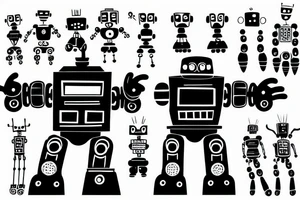 a robot fighting crime tattoo idea