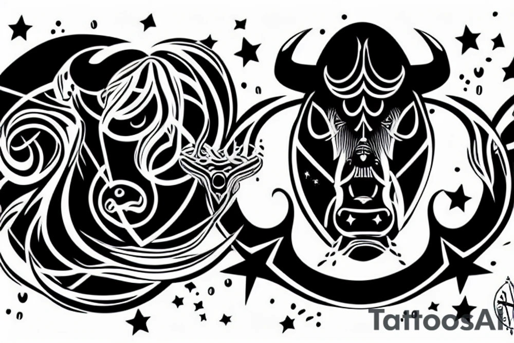 bull in stars tattoo idea