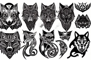 wolf and cat looking at MMA octagon tattoo idea