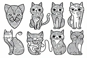 One line cat outline, sitting tattoo idea