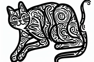 One line cat outline, sitting tattoo idea
