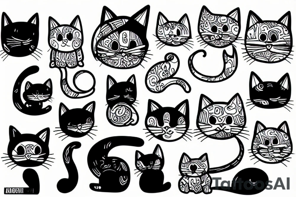 One line cat outline, sitting tattoo idea