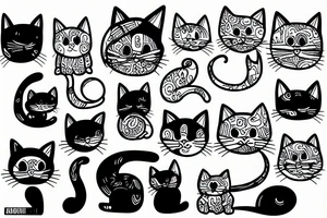 One line cat outline, sitting tattoo idea
