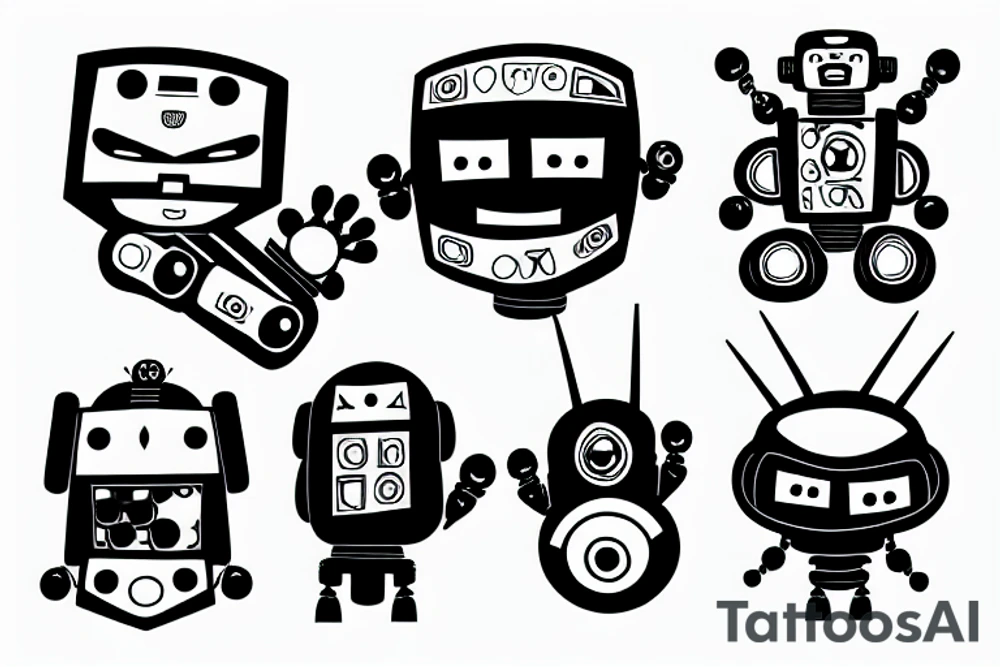 a robot fighting crime tattoo idea