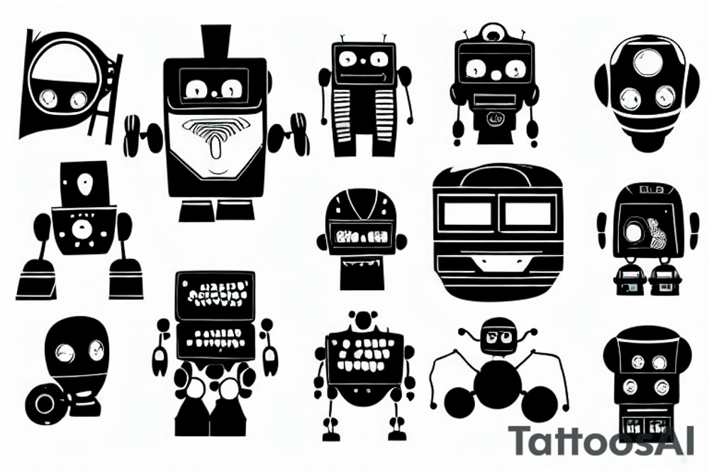 a robot fighting crime tattoo idea