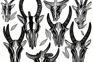 gemsbok skull wrapped in ferns tattoo idea