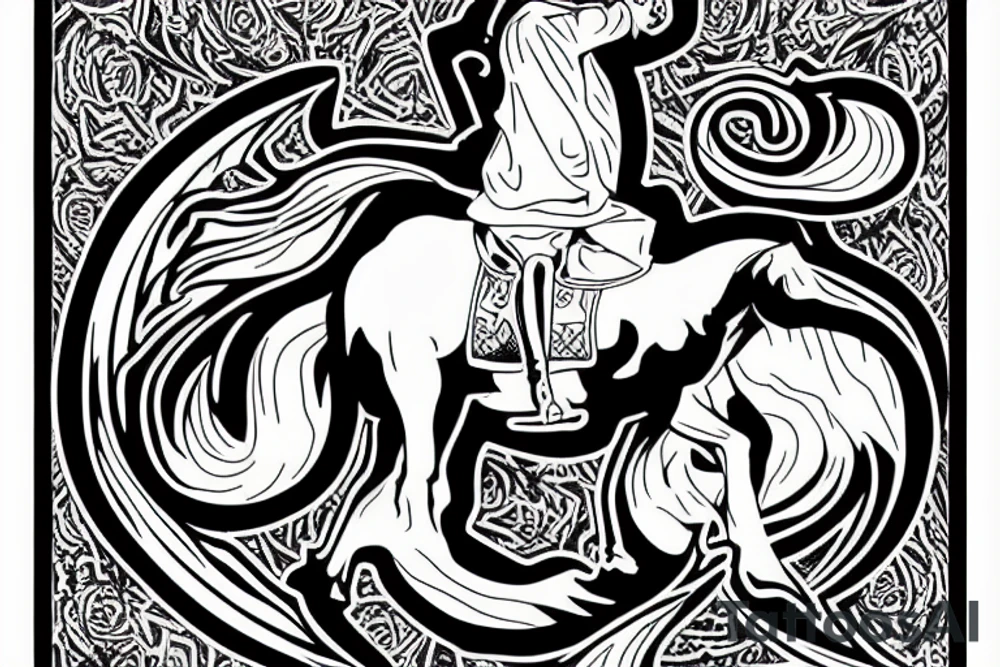 Hooded Death with a  scepter on a white horse tattoo idea