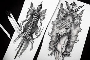 Hooded Death with a  scepter on a white horse tattoo idea
