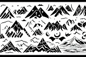 Tengri image with mountains background tattoo idea