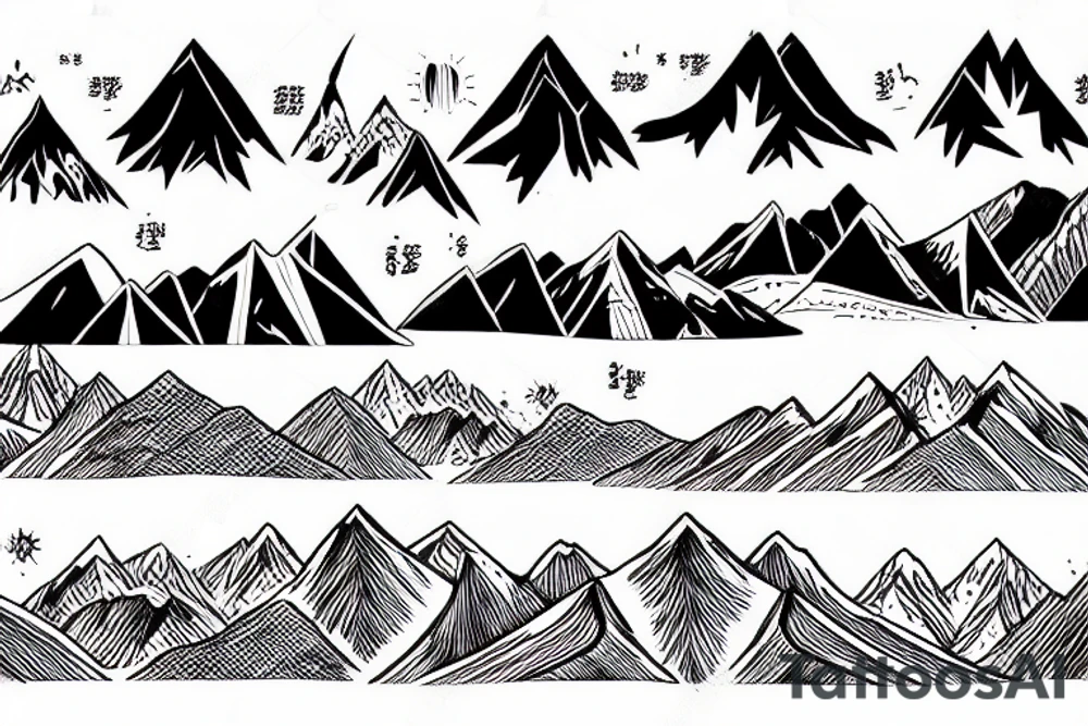 Tengri image with mountains background tattoo idea