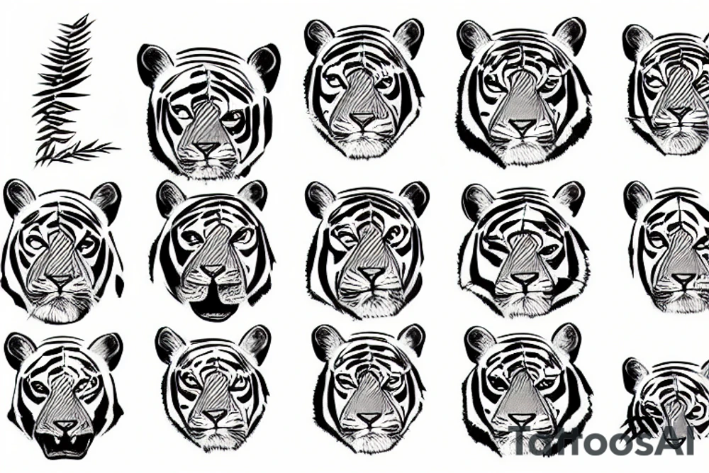 Tiger runs through bamboo forest tattoo idea