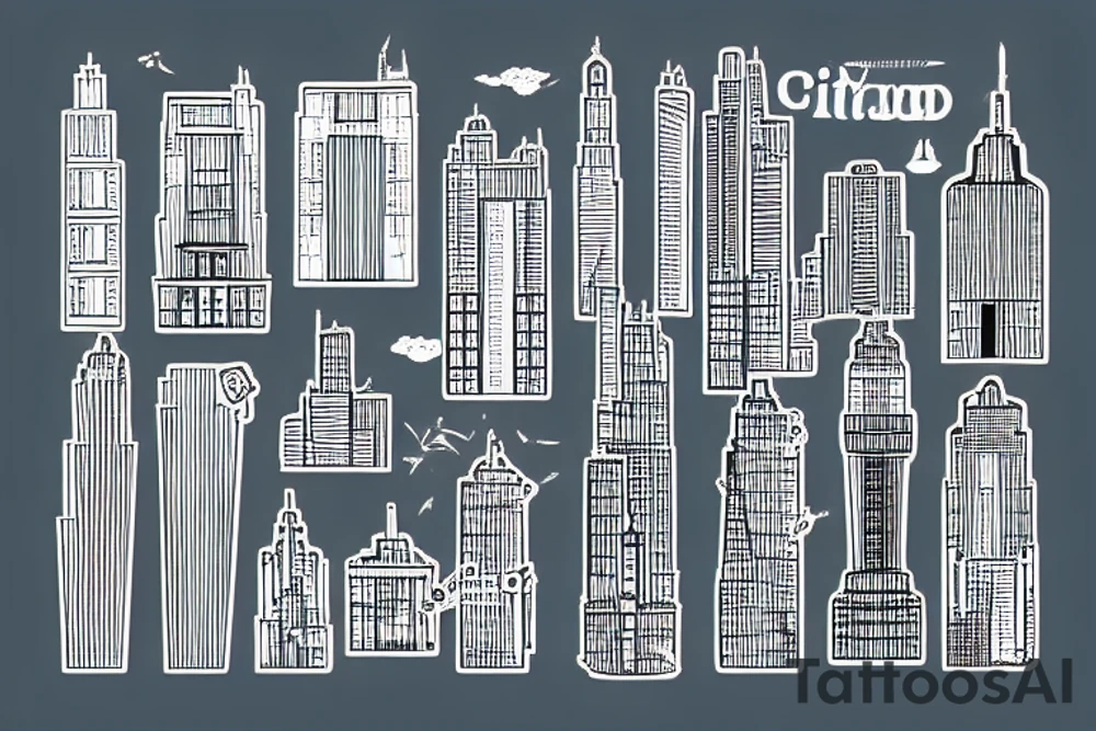 a city skyscraper made out of a microchip tattoo idea