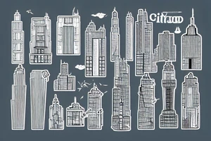 a city skyscraper made out of a microchip tattoo idea
