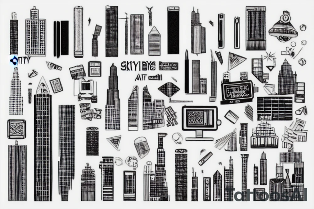 a city skyscraper made out of a microchip tattoo idea