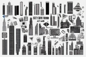 a city skyscraper made out of a microchip tattoo idea
