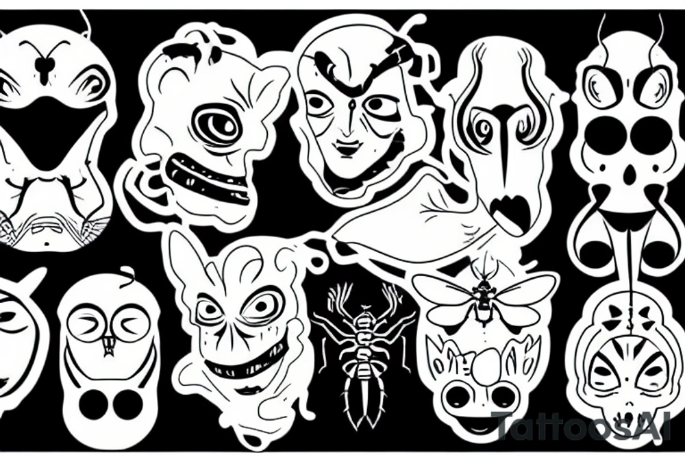 insect angry face tattoo idea