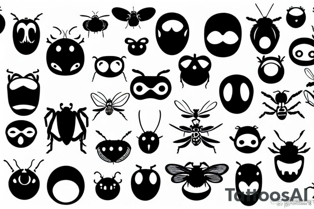 insect angry face tattoo idea