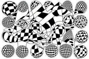 a warped Checkerboard with glass marbles on top tattoo idea