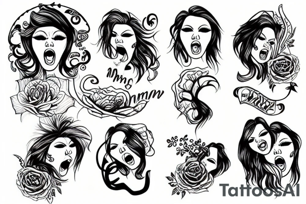 screaming 
woman tattoo idea
