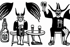 Satan having a beer in the bus-stop tattoo idea