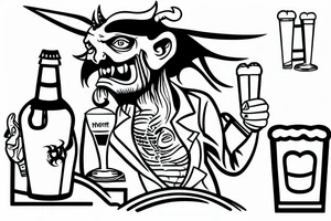 Satan having a beer in the bus-stop tattoo idea