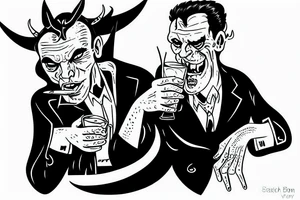 Satan having a beer in the bus-stop tattoo idea