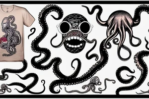 ugly octopuss wearing a messi t-shirt tattoo idea