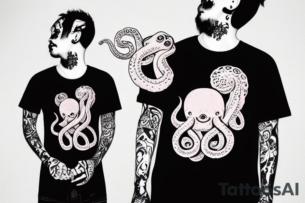ugly octopuss wearing a messi t-shirt tattoo idea