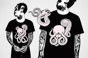 ugly octopuss wearing a messi t-shirt tattoo idea