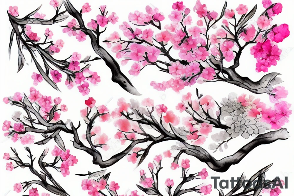 Sakura flowers on a branch tattoo idea