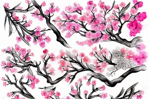 Sakura flowers on a branch tattoo idea